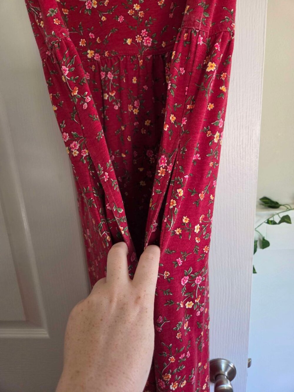 Vintage Erika Red Floral Sleeveless Midi/Maxi Dress - Picture 6 of 7